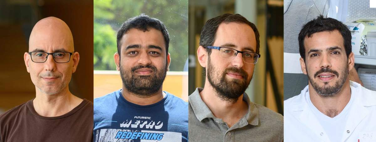 De gauche à droite : le professeur Gad Asher, le Dr Nityanand Bolshette, le Dr Gal Manella et le Dr Saar Ezagouri. 