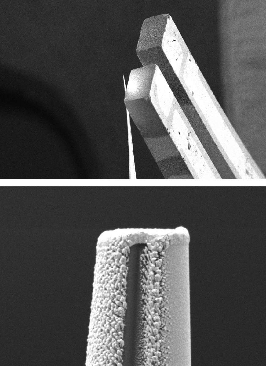 Le système nano-IRM Weizmann vu sous un microscope électronique.